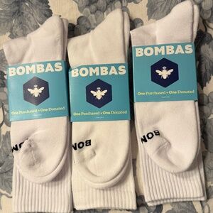 3 Pairs of NWT  XL Bombas Midweight White Athletic Calf-Length Crew Socks